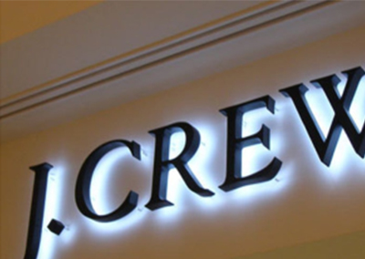 J Crew Channel Letters that's backlit